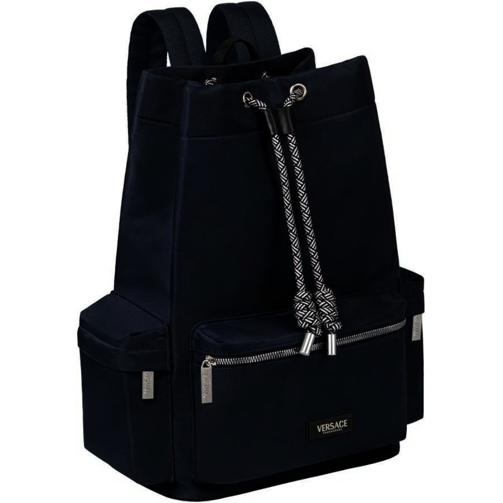 Versace Unisex Fragrances Backpack Black Designer Streetwear Greca Key Bag